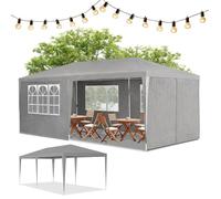 Tente de fête de jardin 3x6m avec murs latéraux en gris foncé