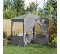 Tente de fête Gris Clair 200 x 200 x 240 cm avec fenêtres décoratives, Pliable, Cadre en Acier et Tissu PE pour rassemblements extérieurs, Pique-niques et événements familiaux.