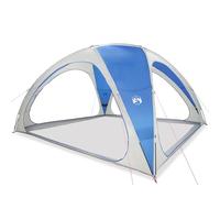 Tente de fête imperméable en polyester bleu azur avec bâtons de fibre de | Design pliable, piquets et tendeurs inclus, système de connexion à goupille et anneau, léger et portable
