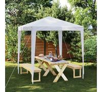 Tente de fête imperméable et résistante aux UV en polyéthylène blanc 2 x 2 x 2,4 m - Installation facile avec kit d'installation, idéale pour les événements en plein air, les fêtes de jardin, les