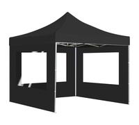Tente de fête pliante professionnelle avec murs 3 x 3 m Abri d'événement extérieur en tissu Oxford imperméable Cadre en aluminium Couleur anthracite Protection UV Gazebo portable pour jardin, fêtes