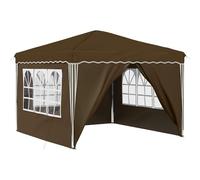 Tente de fête pop-up 288 x 288 x 245 cm Taupe Tissu Oxford avec cordes à | Durable, imperméable, protection UV, acier enduit de poudre, trois niveaux de hauteur, adapté pour les mariages et les fêtes