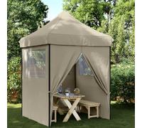 Tente de fête pop-up, canopy pliable taupe avec 4 parois latérales, tissu Oxford imperméable, 200 x 200 x 306 cm, abri d'extérieur pour événements, plage, patio, facile à assembler