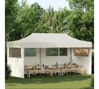 Tente de fête pop-up, pliable, crème, 3 x 6 m, canopy d'extérieur imperméable avec parois latérales, protection UV, assemblage facile pour patio, plage, camping, événements