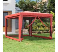Tente de fête pop-up, rouge, 3 x 4 m, canopy robuste avec 4 parois latérales en maille, tissu HDPE imperméable, gazebo d'extérieur résistant aux UV pour patio, plage, camping, événements