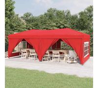 Tente de fête pop-up rouge, 3 x 6 m, canopy d'extérieur pliable avec parois latérales, tissu Oxford 210D, abri portable pour jardin, patio, plage, camping, événements familiaux