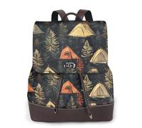 Tente de forêt grise et vieille couleur sac à dos de voyage pour dames, sac à dos décontracté, sac à dos en cuir imprimé pour femme pour le travail