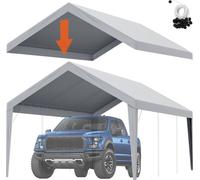 Tente de garage 3,6 x 6 m - Tente de garage de haute qualité - Bâche d'abri stable - Étanche & protégée contre les UV - Installation facile avec des sangles - En gris élégant - (couverture de toit uni