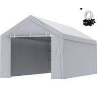 Tente de garage Carport, haut + paroi latérale 3 x 6 m, bâche d'abri de tente de garage, étanche et protégée contre les UV, installation facile avec des sangles, blanc (cadre non fourni)