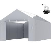 Tente de garage Carport Paroi latérale 610 x 364 cm, toile de tente de garage, résistante, étanche à l'eau et protégée contre les UV, grise (partie supérieure et cadre non compris dans la livraison)