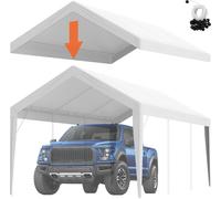 Tente de garage Carport VEVOR, 3 x 6 m, tente de garage, étanche à l'eau et protégée contre les UV, installation facile avec des sangles, blanc (couverture de toit uniquement, cadre non fourni)