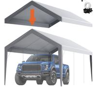 Tente de garage Carport VEVOR, 3 x 6 m, tente de garage, étanche à l'eau et protégée contre les UV, installation facile avec des sangles, gris (couverture de toit uniquement, cadre non fourni)