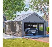 Tente de garage/de jardin toutes saisons 6x4x3m avec paroi latérale imperméable, protection UV, fenêtres enroulables, idéale pour voiture et rangement, gris