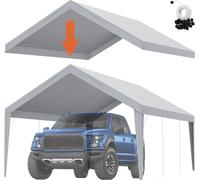 Tente de garage VEVOR, 3,9 x 6,1 m, tente de garage, bâche d'abri, étanche à l'eau et protégée contre les UV, installation facile avec des sangles, grise (couverture de toit uniquement, cadre non comp