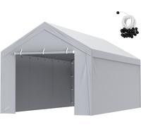 Tente de garage VEVOR Carport, haut + paroi latérale 3 x 6 m, bâche d'abri pour tente de garage, étanche et protégée contre les UV, installation facile avec sangles, blanc (cadre non fourni)