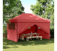 Tente de Jardin Extérieur, Chapiteau Pliant Pop-up 4 Côtés, Toit Oxford Imperméable, Structure Acier, pour Fêtes, Mariages, Jardins, Couleur Bordeaux, 440 x 292 x 315 cm