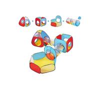 VEVOR Tente tunnel de jeu enfants 5en1, panier de basket, maison de jeu pop-up intérieur extérieur sac de transport sangles de serrage cadeaux pour garçons, filles, bébés, tout-petit, rouge/jaune/bleu