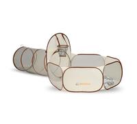 Tente de Jeu Deryan pour Enfants - Ensemble 3 en 1, tentes de Jeu colorées à Pois - Tunnel de Jeu et Fosse à balles (45 balles) avec Panier de Basket - Tente de Jeu pour Filles et garçons (Marron)