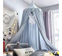 Tente De Jeu En Coton Blanc,Rose Et Gris Pour Enfant,Rideau De Lit Avec Pompon,Moustiquaire Cpull,Fille Et Garçon - Type Bleu
