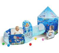 Tente de jeu pour enfants avec tunnel, panier de basket-ball & maison de jeu pop-up - Sac de transport & sangles inclus - Intérieur & extérieur - Cadeaux d'anniversaire - Garçons, filles, bébés, jeune