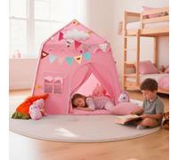 Tente de Jeu pour Enfants, Cabane Enfant Intérieur et Extérieur,Maison de Tente de Jeu, Maison de Jouet, Tente pour Enfants Princesse avec fenêtre, banderole et boules décoratives pour filles garçons