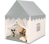 Tente de jeu pour enfants COSTWAY HW67016BE, avec tapis lavable, avec rideau et tapis, tissu - A