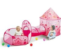 Tente de jeu VEVOR 3 en 1 avec tunnel pour filles, princes, garçons, bébés et jeunes enfants, maison de jeu pop-up pour l'intérieur et l'extérieur avec sac de transport et sangles de serrage comme cad