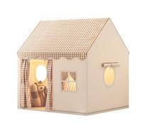 Tente De Jeux Enfant Maisonnette pour Enfant Cabane Interieure avec Fenêtres Château De Princesse Style Princesse pour 3 Enfants de 3-14 Ans, Pliable (120 x 105 x 128 cm (B) Beige grisâtre)