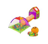 Tente de jeux enfants avec tunnels, igloo, 200 balles et toit amovible multicolore