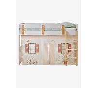 Tente de lit Cottage pour lit mezzanine mi hauteur ligne EVEREST blanc imprimé TU