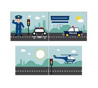 Tente de lit Police - Vipack - Charlotte et Astrid - Bleu - Vert - L 200 cm x L/P 90 cm x H 72 cm - 100 cm