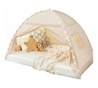 Tente de lit pour enfant : lumières et drapeaux, lit de sol intérieur, tente de jeu - Portable et pliable - Rideaux de lit superposés jumeaux - Grande taille pour filles et garçons, chambre à coucher,