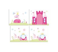 Vipack Housse Princess pour lit mi-hauteur décor château rose/beige