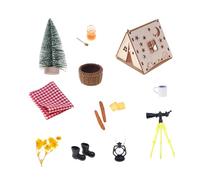 Tente de maison de poupée en bois non peinte pour projet d'artisanat décoration de scène de camping en plein air accessoires d'affichage miniature scène de camping ensemble