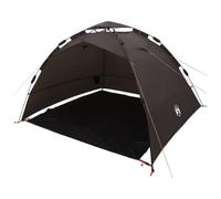 Tente de pêche 4 personnes marron à libération rapide avec housse de pluie | Polyester 190T PU, hydrofuge, coupe-vent, porte ouvrante, pliable, sac de transport inclus