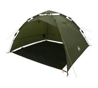 Tente de pêche 4 personnes vert olive à libération rapide | Hydrofuge, coupe-vent, porte ouvrante, pliable, sac de transport inclus, piquets et tir