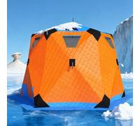 Tente de pêche à glace pop-up toutes saisons pour 3 à 5 personnes, cabane d'hiver isolée avec ouverture de cheminée, matériau coupe-vent 420D, pliable
