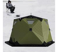 Tente de pêche isolée sur glace, abri de pêche pop-up à 6 côtés pour 6 à 10 personnes, cabane d'hiver coupe-vent avec sac de transport