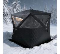 Tente de pêche isolée sur glace - Abri portable pop-up avec sac de transport, protection thermique pour l'hiver pour 3 à 5 personnes, installation facile pour le camping par tous les temps ou