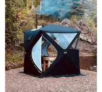 Tente de pêche isolée sur glace, ouverture rapide, abri de style moyeu pop-up avec sac de transport pour 3-5 personnes, protection thermique pour l'hiver