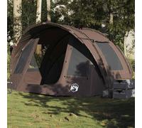 Tente de pêche pour 2 personnes, marron, imperméable, polyester 185T avec revêtement PU, 330 x 315 x 176 cm, protection UV, légère pour les activités de plein air