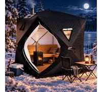 Tente de Pêche sur Glace 3 Couches, Abri Isolé avec Sortie Poêle | Tailles 1,8m et 2,1m pour 3-4 ou 4-5 Personnes, Espace pour Sièges, Matériel et Accessoires d'Hiver