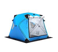 Tente de pêche sur glace, abri d'hiver hexagonal pour 3 à 8 personnes, avec grille d'aération de poêle, grandes fenêtres, tapis de glace antidérapant, convient pour les aventures d'hiver
