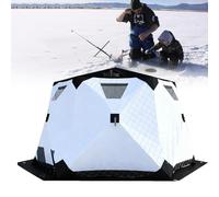 Tente de pêche sur glace, abri pop-up isolé pour 6 à 10 adultes, tissu coupe-vent 420D, comprend un cric de poêle, un sac de transport portable, des ancres de glace, un espace intérieur de 7 m²