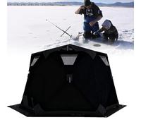 Tente de pêche sur glace, abri pop-up isolé pour 6 à 10 adultes, tissu coupe-vent 420D, comprend un cric de poêle, un sac de transport portable, des ancres de glace, un espace intérieur de 7 m²