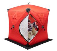 Tente de Pêche sur Glace - Abri Portable Thermique Isolé Avec Sac à Main, pour 1 ou 2 Personnes, Montage Rapide (Rouge)