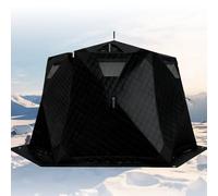 Tente de pêche sur glace, cabane pop-up isolée avec cric de poêle, design coupe-vent 420D, tente d'hiver hexagonale portable avec sac de transport, installation facile pour une utilisation en