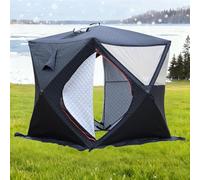 Tente de pêche sur glace, design isolé pour 3 à 8 personnes, vue panoramique à 180°, installation rapide en 60 secondes, coupe-vent et imperméable pour une utilisation en extérieur toute l'année