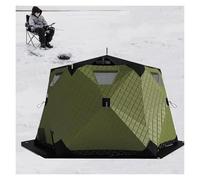 Tente de pêche sur Glace d'hiver - 5-6 Personnes, Double Porte, Tissu Oxford(Green)