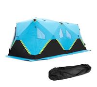 Tente De Pêche Sur Glace D'hiver Escamotable Pour 3-8 Personnes, Abri De Pêche Sur Glace Avec Trou De Cheminée, Grande Cabane De Glace Thermique 4 Côtés, Portable Isolée, Avec Sac De Transport